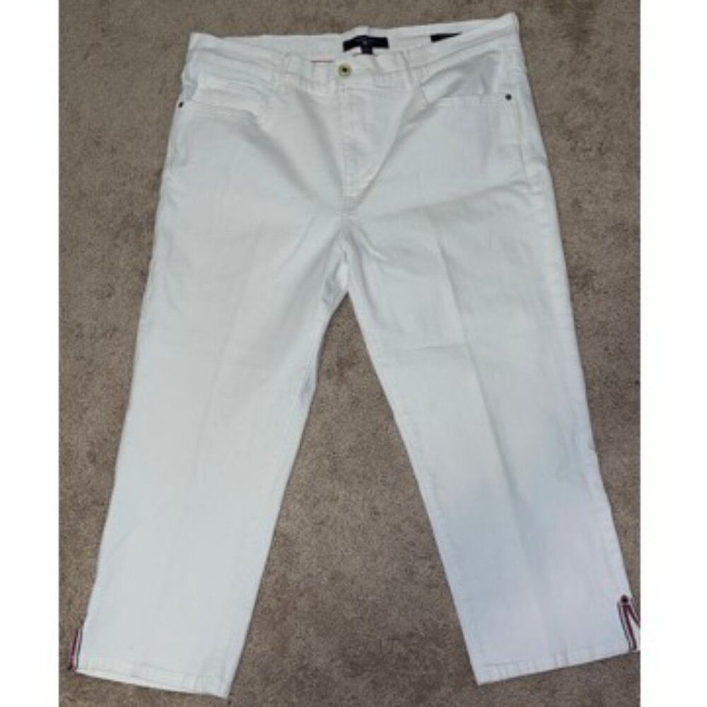 Tommy Hilfiger Tribeca Jeans Women 36x21 Size 16 White Denim Knee Crop High